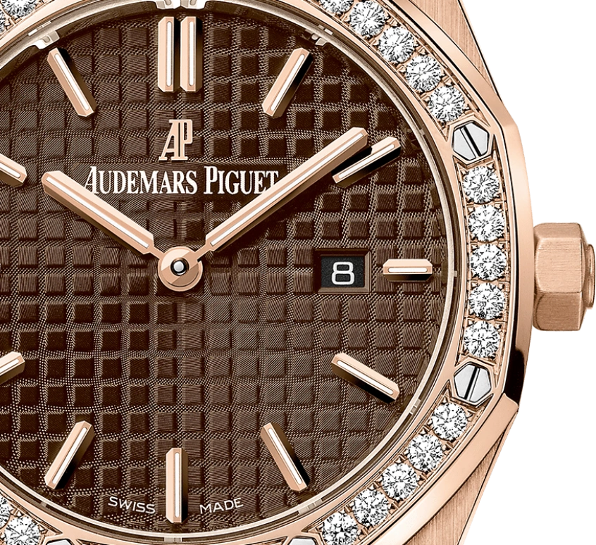 Audemars Piguet,Royal Oak 33mm,33mm,Pink Gold,Brown,Quartz,Day,In-house Caliber,67651OR,67651OR.ZZ.D080CA.01