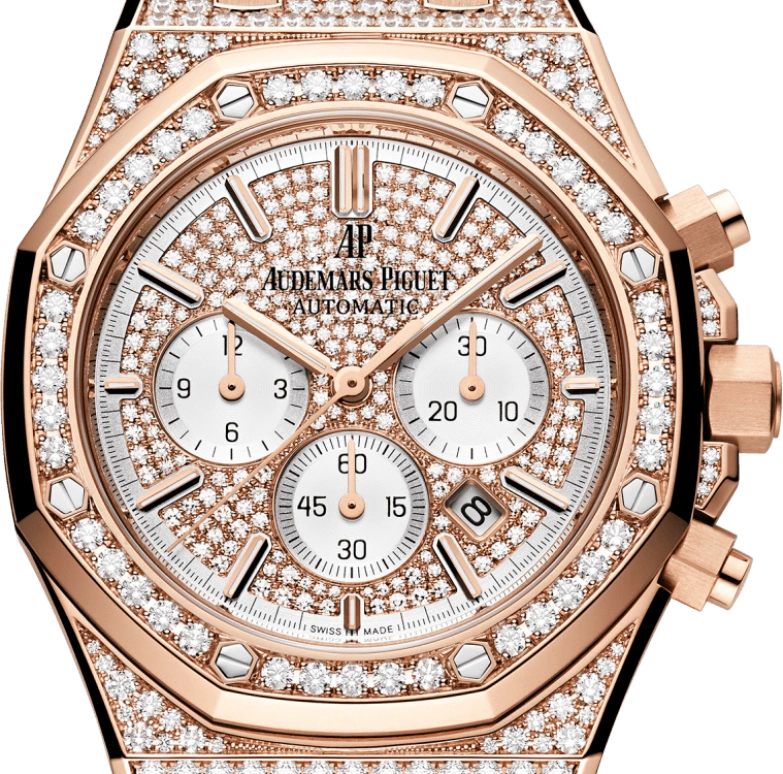 Audemars Piguet,Royal Oak 41mm,41mm,Pink Gold,Rose,Silver,Automatic,Chronograph,Day,26322OR,26322OR.ZZ.1222OR.01