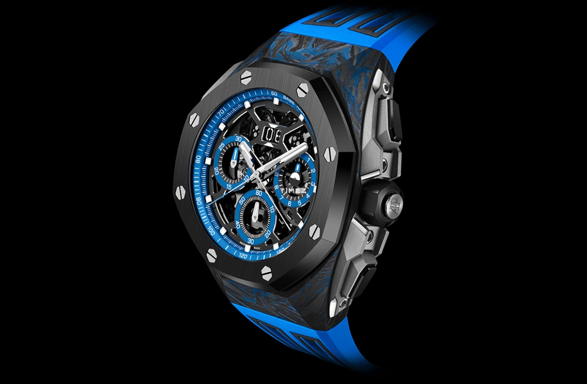 Audemars Piguet,Royal Oak Concept 43mm,43mm,Forged Carbon,Black,Blue,Skeleton,Automatic,Chronograph,Dule Time,Rattrapante,Big Date,70hours,In-house Caliber,26650FO,26650FO.OO.D353CA.01