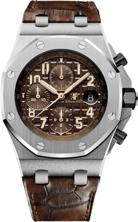 Audemars Piguet,Royal Oak Offshore 42mm,42mm,Ceramic,Stainless Steel,Brown,Automatic,Chronograph,Day,26470ST,26470ST.OO.A820CR.01