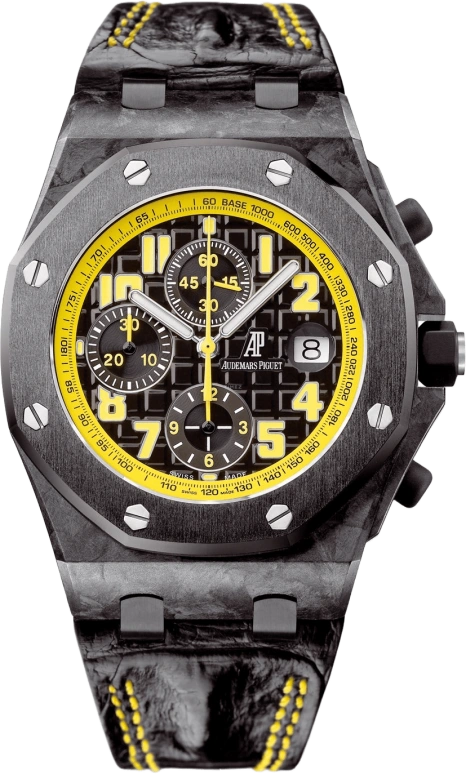 Audemars Piguet,Royal Oak Offshore 42mm,42mm,Titanium,Ceramic,Carbon,Black,Yellow,Automatic,Chronograph,Day,26176FO,26176FO.OO.D101CR.02