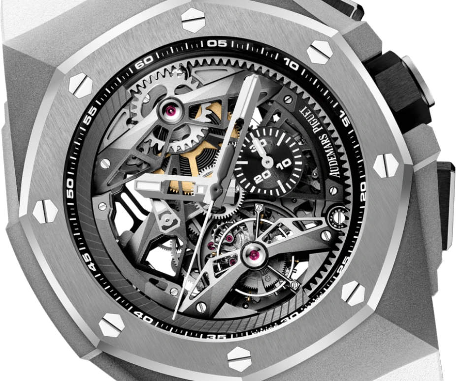 Audemars Piguet,Royal Oak Concept 44mm,44mm,Titanium,Ceramic,Skeleton,Grey,Handwound,Chronograph,Tourbillon,26587TI,26587TI.OO.D010CA.01