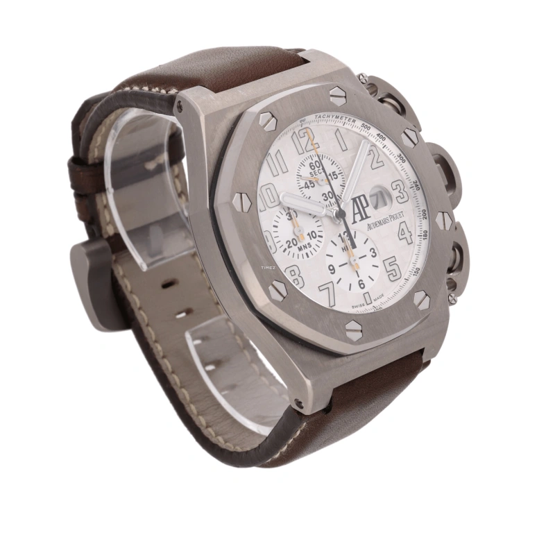 Audemars Piguet,Royal Oak Offshore 48mm,48mm,Titanium,Silver,Silver White,White,Automatic,Chronograph,Day,25863TI,25863TI.O.A080CU.01