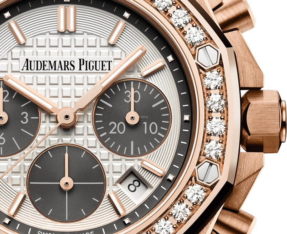 Audemars Piguet,Royal Oak Offshore 37mm,37mm,Pink Gold,Silver,White,Automatic,Chronograph,Day,26231OR,26231OR.ZZ.D003CA.01