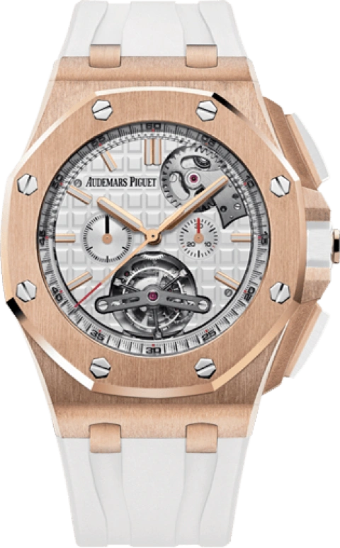Audemars Piguet,Royal Oak Offshore 44mm,44mm,Pink Gold,Ceramic,White,Silver,Automatic,Chronograph,Tourbillon,26540OR,26540OR.OO.A010CA.01