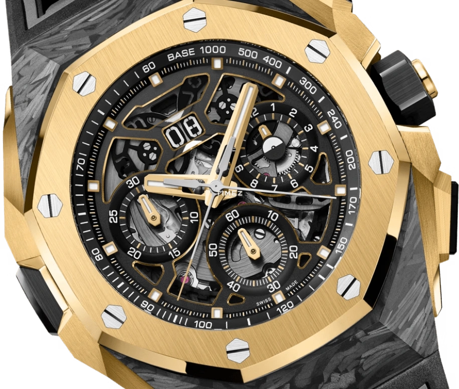 Audemars Piguet,Royal Oak Concept 43mm,43mm,Yellow Gold,Carbon,Black,Automatic,Chronograph,Dule Time,Rattrapante,Big Date,70hours,In-house Caliber,26650FA,26650FA.OO.D002CA.01