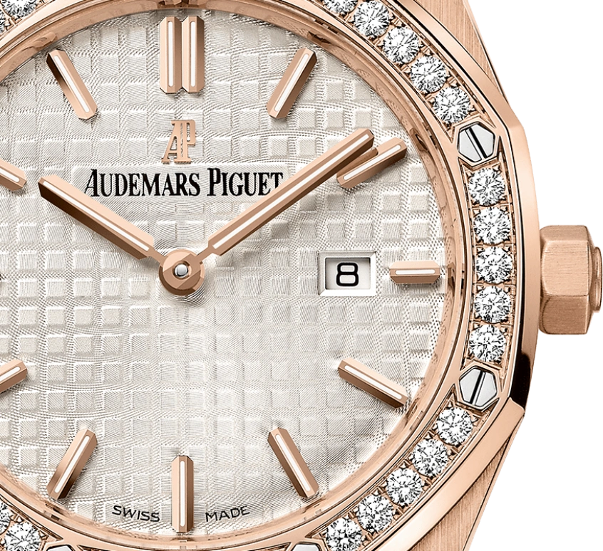 Audemars Piguet,Royal Oak 33mm,33mm,Pink Gold,Silver,White,Quartz,Day,In-house Caliber,67651OR,67651OR.ZZ.D010CA.01