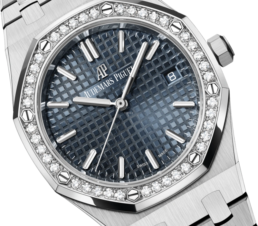 Audemars Piguet,Royal Oak 34mm,34mm,Stainless Steel,Blue,Automatic,Day,50hours,77351ST,77351ST.ZZ.1261ST.01