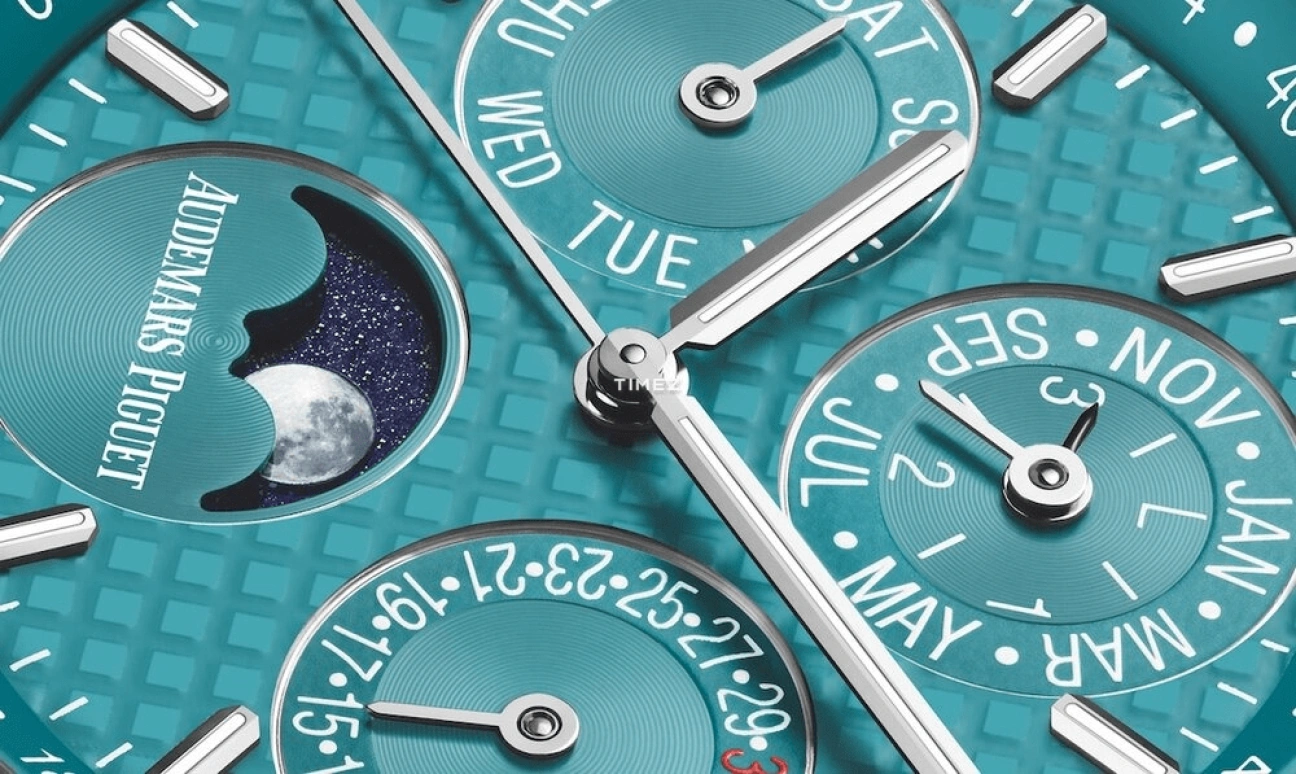 Audemars Piguet,Royal Oak 41mm,41mm,Stainless Steel,Turquoise,Automatic,Moonphase,Perpetual Calendar,Leap Year,Month,40hours,In-house Caliber,26613ST,26613ST.OO.1220ST.01