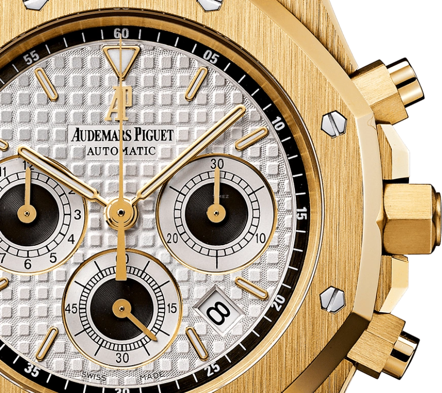 Audemars Piguet,Royal Oak 39mm,39mm,Yellow Gold,Silver,White,Automatic,Chronograph,Day,25960BA,25960BA.OO.1185BA.02
