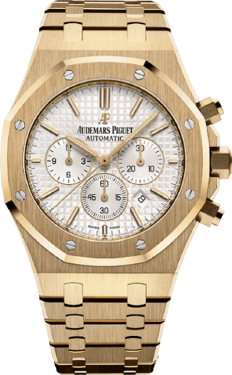 Audemars Piguet,Royal Oak 41mm,41mm,Yellow Gold,Silver,White,Silver White,Automatic,Chronograph,Day,26320BA,26320BA.OO.1220BA.01
