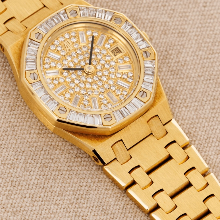 Audemars Piguet,Royal Oak 25mm,25mm,Yellow Gold,Gold,Silver,Quartz,Day,Sapphire,Crystal Glass,66464BA