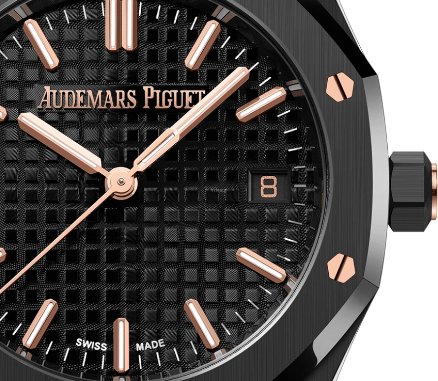Audemars Piguet,Royal Oak 34mm,34mm,Ceramic,Rose,Black,Automatic,Day,50hours,77350CE,77350CE.OO.1266CE.01.A 50th