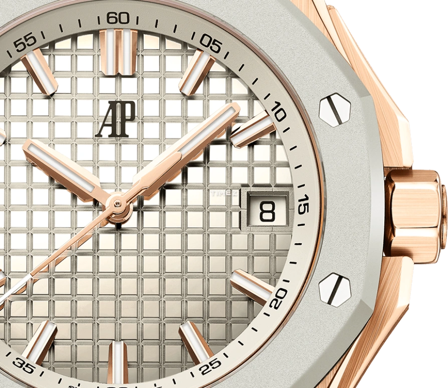 Audemars Piguet,Royal Oak Offshore 37mm,37mm,Rose Gold,Cream,Automatic,Day,60hours,77605OK,77605OK.OO.A101CA.01