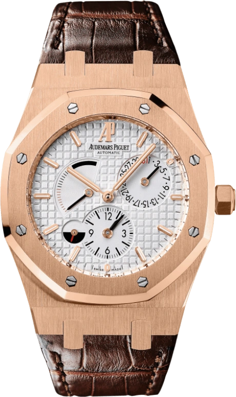 Audemars Piguet,Royal Oak 39mm,39mm,Pink Gold,Silver,White,Automatic,Chronograph,Day,Power Reserve Indicator,Day / Night Indication,38hours,In-house Caliber,26120OR,26120OR.OO.D088CR.01