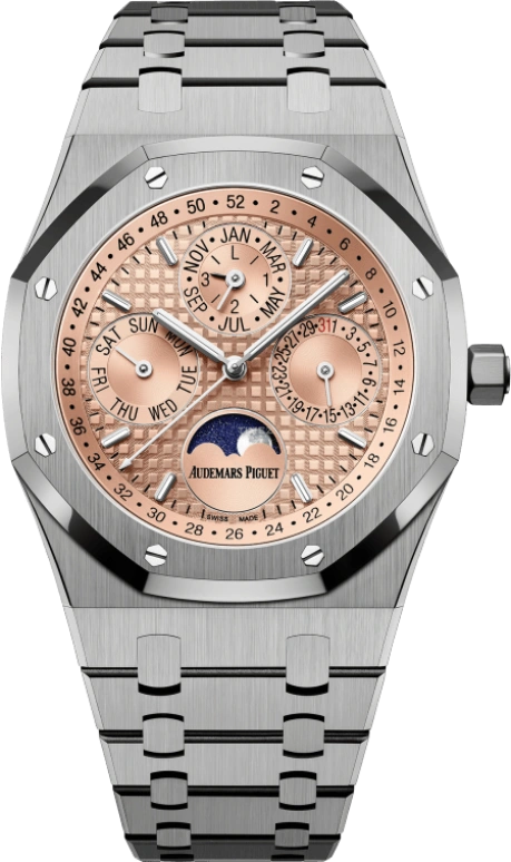 Audemars Piguet,Royal Oak 41mm,41mm,Titanium,Salmon,Automatic,Moonphase,Perpetual Calendar,Month,Date,40hours,In-house Caliber,Kyle Kuzma,26615TI,26615TI.OO.1220TI.01
