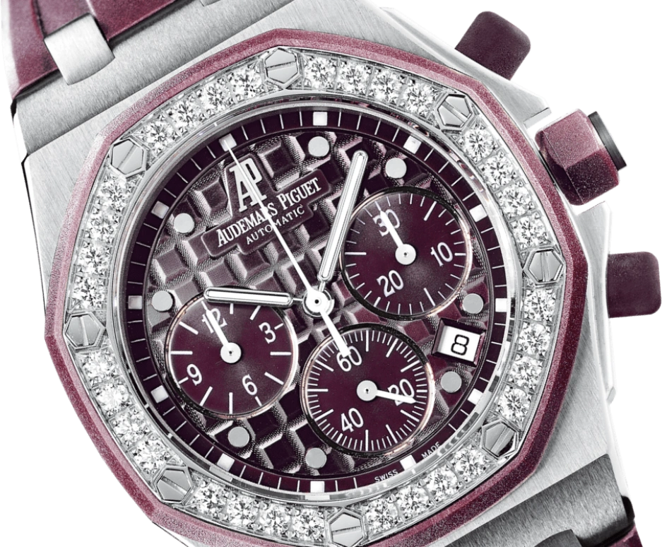 Audemars Piguet,Royal Oak Offshore 37mm,37mm,Rubber,Stainless Steel,Purple,Automatic,Chronograph,Day,26048SK,26048SK.ZZ.D066CA.01