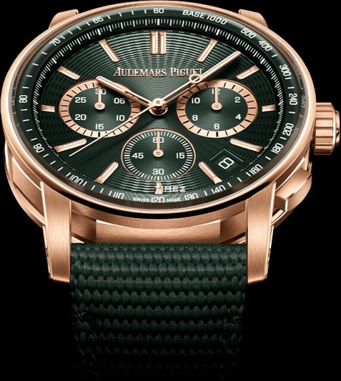 Audemars Piguet,CODE 11.59 41mm,41mm,Rose Gold,Green,Automatic,Chronograph,Day,Flyback,26393OR,26393OR.OO.A056KB.01