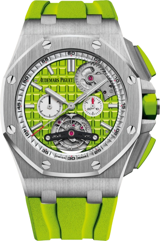 Audemars Piguet,Royal Oak Offshore 44mm,44mm,Stainless Steel,Green,Automatic,Chronograph,Tourbillon,26540ST,26540ST.OO.A038CA.01