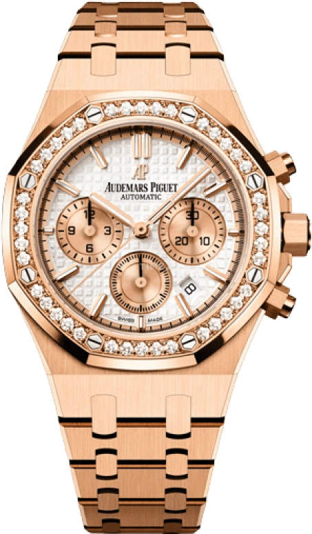 Audemars Piguet,Royal Oak 38mm,38mm,Pink Gold,Silver,Automatic,Chronograph,Day,26315OR,26315OR.ZZ.1256OR.01