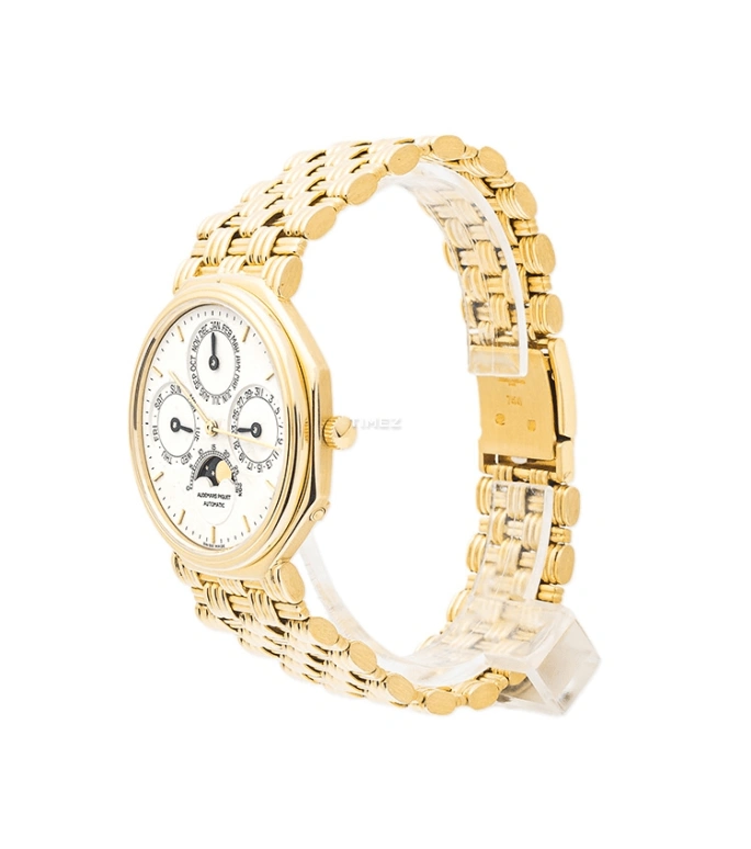 Audemars Piguet,Other 36mm,36mm,Yellow Gold,Silver,White,Automatic,Moonphase,Perpetual Calendar,Month,Date,Sapphire,Octagon,25557BA Silvered