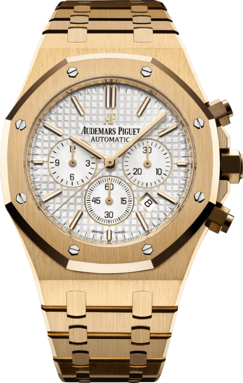 Audemars Piguet,Royal Oak 41mm,41mm,Yellow Gold,Silver,White,Silver White,Automatic,Chronograph,Day,26320BA,26320BA.OO.1220BA.01