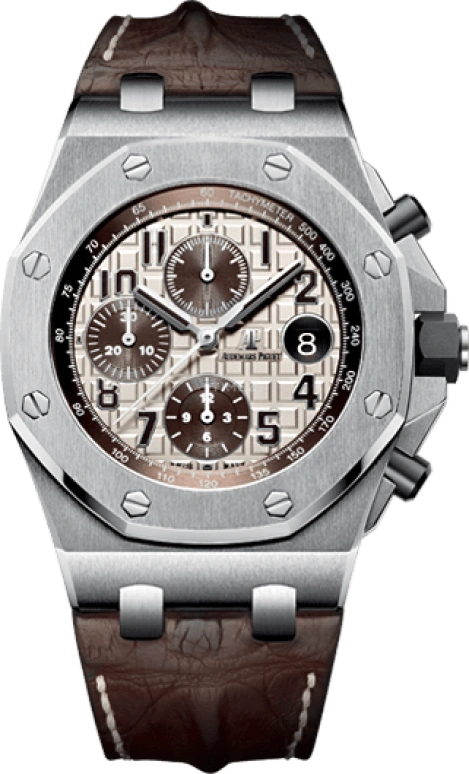 Audemars Piguet,Royal Oak Offshore 42mm,42mm,Ceramic,Stainless Steel,Beige,Automatic,Chronograph,Day,26470ST,26470ST.OO.A801CR.01