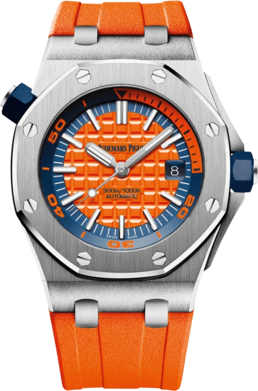 Audemars Piguet,Royal Oak Offshore 42mm,42mm,Stainless Steel,Orange,Automatic,Day,60hours,15710ST,15710ST.OO.A070CA.01