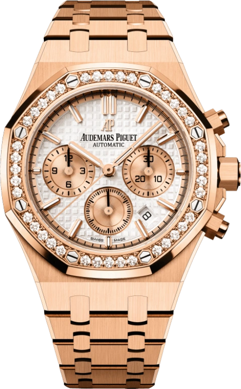 Audemars Piguet,Royal Oak 38mm,38mm,Pink Gold,Silver,Automatic,Chronograph,Day,26315OR,26315OR.ZZ.1256OR.01