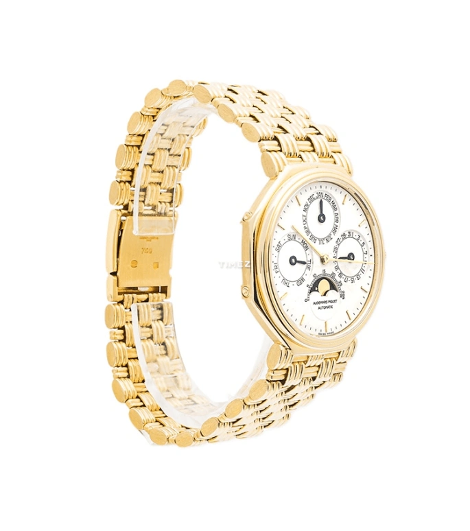 Audemars Piguet,Other 36mm,36mm,Yellow Gold,Silver,White,Automatic,Moonphase,Perpetual Calendar,Month,Date,Sapphire,Octagon,25557BA Silvered