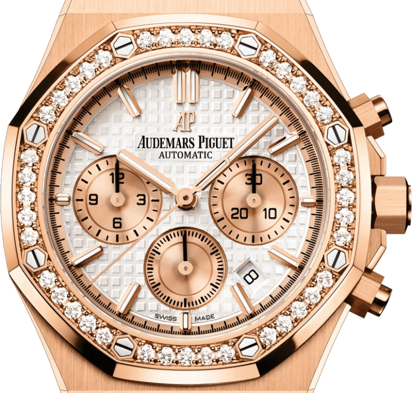 Audemars Piguet,Royal Oak 38mm,38mm,Pink Gold,Silver,Automatic,Chronograph,Day,26315OR,26315OR.ZZ.1256OR.01