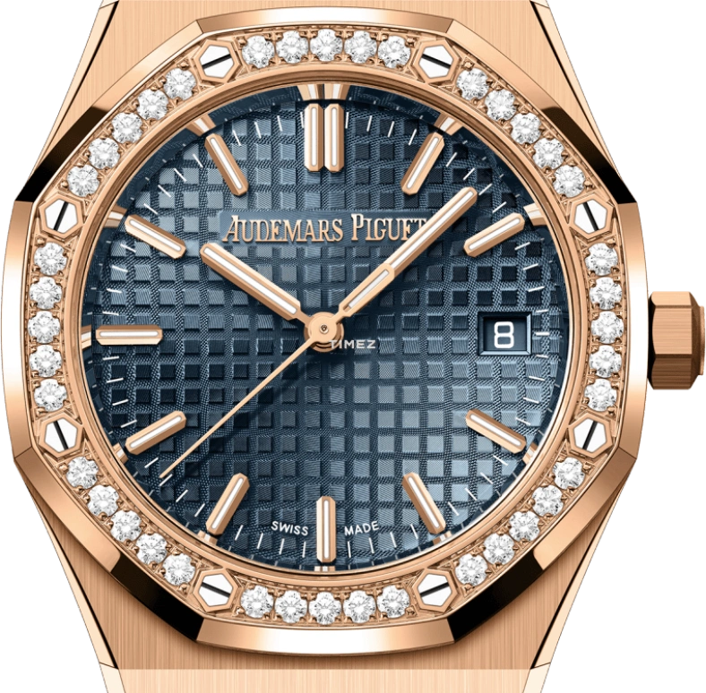Audemars Piguet,Royal Oak 34mm,34mm,Rose Gold,Blue,Automatic,Day,50hours,77451OR,77451OR.ZZ.1361OR.04
