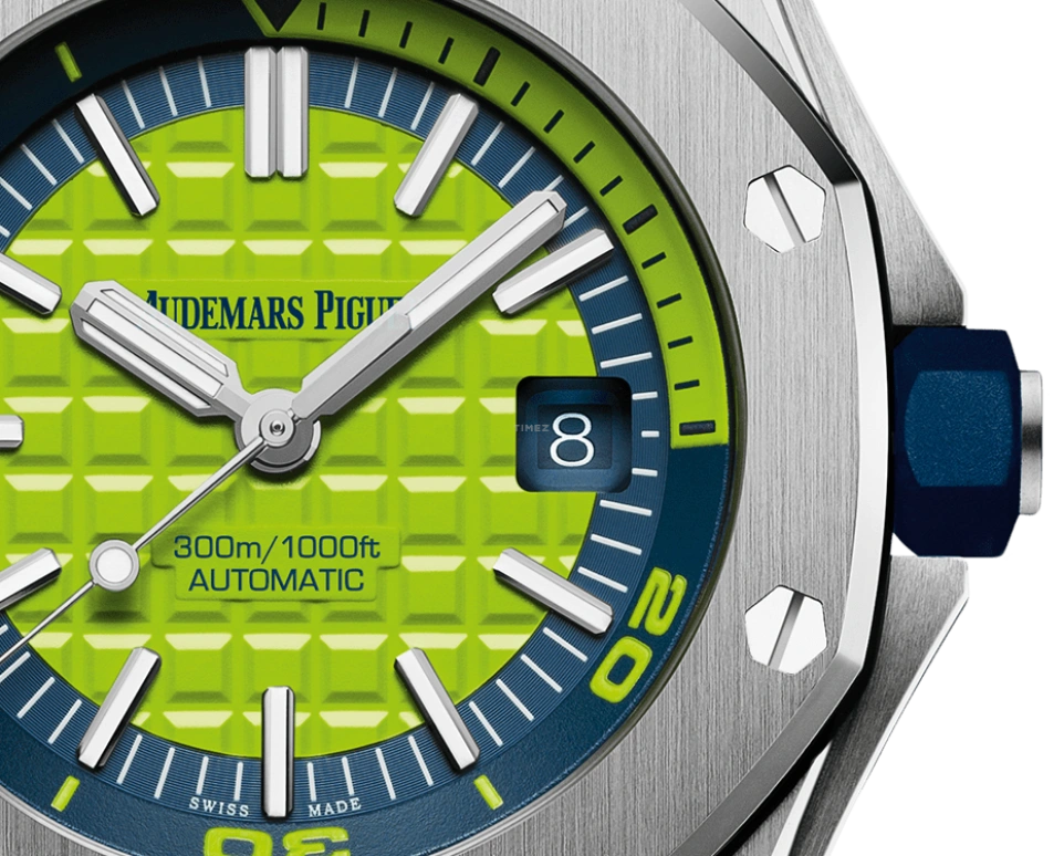 Audemars Piguet,Royal Oak Offshore 42mm,42mm,Stainless Steel,Green,Blue,Automatic,Day,60hours,James Harden,Yu Qian,15710ST,15710ST.OO.A038CA.01