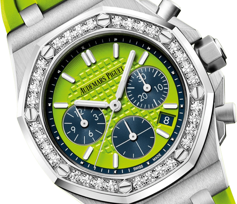 Audemars Piguet,Royal Oak Offshore 37mm,37mm,Stainless Steel,Green,Blue,Automatic,Chronograph,Day,26231ST,26231ST.ZZ.D038CA.01