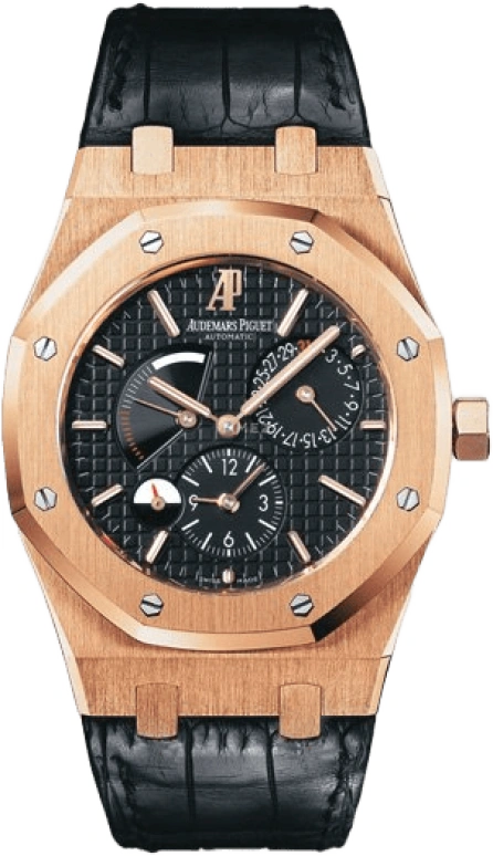 Audemars Piguet,Royal Oak 39mm,39mm,Rose Gold,Black,Automatic,Day,Power Reserve Indicator,Dule Time,Day / Night Indication,38hours,In-house Caliber,26120OR,26120OR.OO.D002CR.01