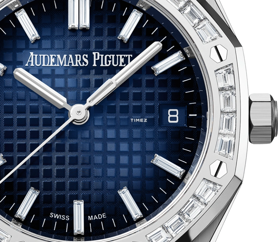 Audemars Piguet,Royal Oak 34mm,34mm,White Gold,Blue,Automatic,Day,50hours,77451BC,77451BC.ZZ.1261BC.01