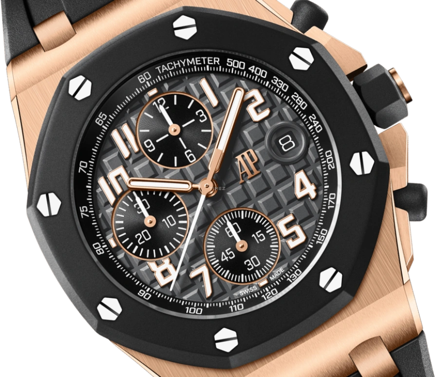 Audemars Piguet,Royal Oak Offshore 42mm,42mm,Rose Gold,Rose,Black,Automatic,Chronograph,Day,26238OK,26238OK.OO.A002CA.01