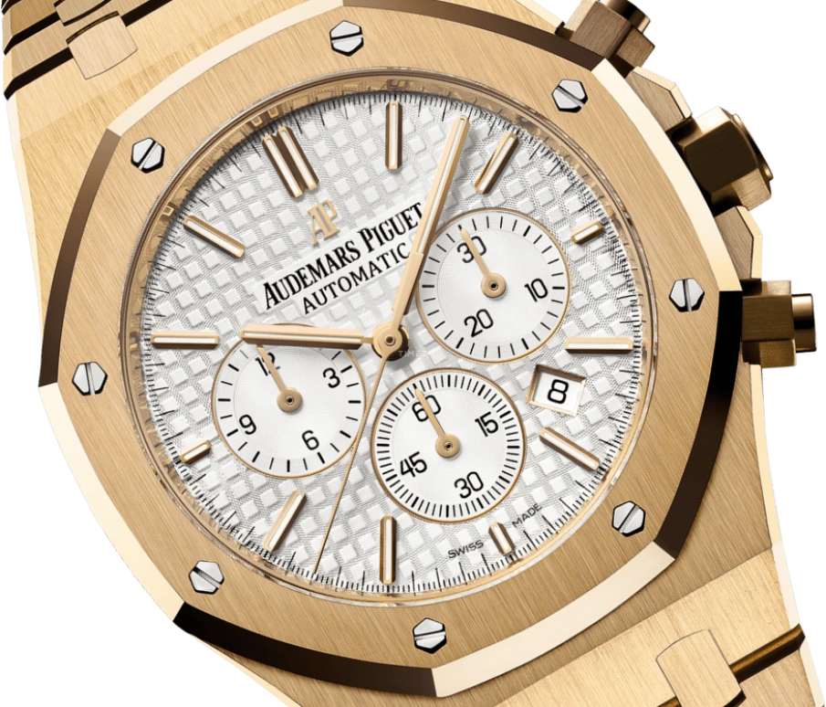 Audemars Piguet,Royal Oak 41mm,41mm,Yellow Gold,Silver,White,Silver White,Automatic,Chronograph,Day,26320BA,26320BA.OO.1220BA.01