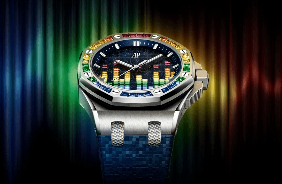 Audemars Piguet,Royal Oak Offshore 37mm,37mm,White Gold,Multi-Color,Orange,Blue,Green,Automatic,60hours,In-house Caliber,77601BC,77601BC.YY.D343CA.01