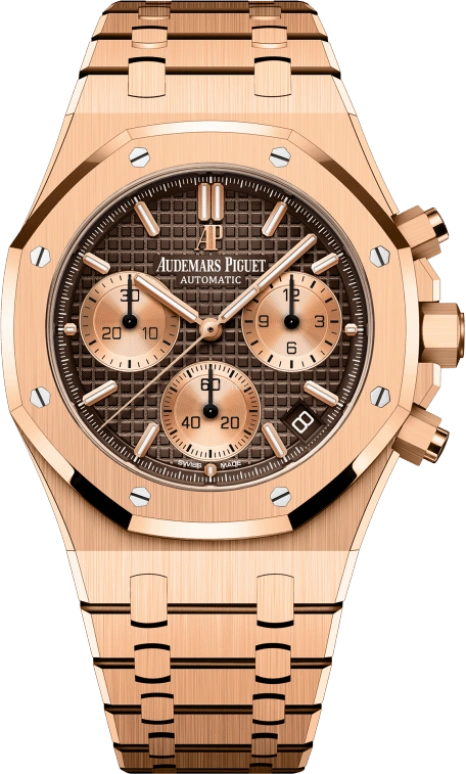 Audemars Piguet,Royal Oak 41mm,41mm,Pink Gold,Brown,Automatic,Chronograph,Day,26239OR,26239OR.OO.1220OR.02