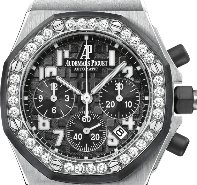 Audemars Piguet,Royal Oak Offshore 37mm,37mm,Rubber,Stainless Steel,Black,Automatic,Chronograph,Day,26048SK,26048SK.ZZ.D002CA.01
