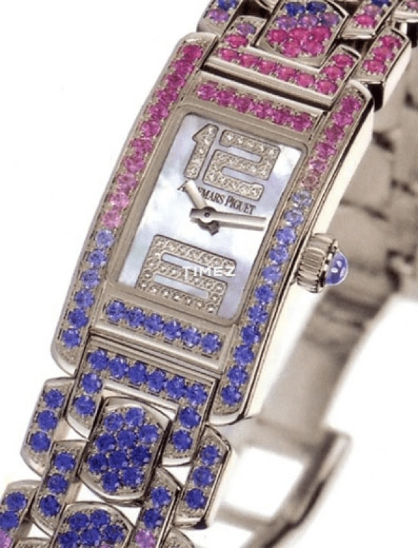 Audemars Piguet,Other 18.20x32.60mm,18.20x32.60mm,White Gold,Blue,Quartz,Sapphire,Crystal Glass,Rectangular,67465BC,67465BC.YY.1189BC.02
