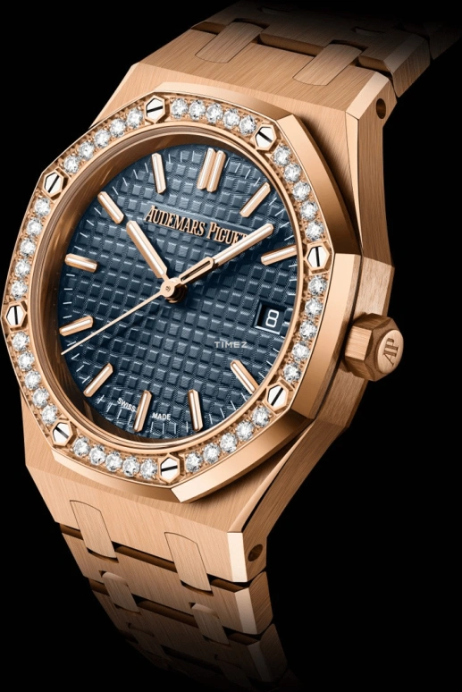 Audemars Piguet,Royal Oak 34mm,34mm,Rose Gold,Blue,Automatic,Day,50hours,77451OR,77451OR.ZZ.1361OR.04
