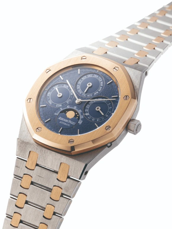 Audemars Piguet,Royal Oak 39mm,39mm,Platinum,Rose Gold,Blue,Automatic,Moonphase,Perpetual Calendar,Month,Date,40hours,In-house Caliber,25686PR,25686PR.OO.0944PR.01