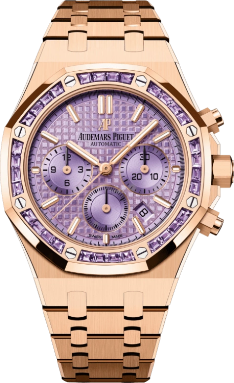 Audemars Piguet,Royal Oak 38mm,38mm,Pink Gold,Purple,Automatic,Chronograph,Day,Jacques Bermon Webster II,sfera ebbasta,Travis Scott,La Flame,26319OR,26319OR.AY.1256OR.01