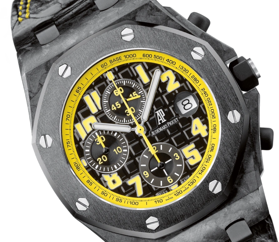Audemars Piguet,Royal Oak Offshore 42mm,42mm,Titanium,Ceramic,Carbon,Black,Yellow,Automatic,Chronograph,Day,26176FO,26176FO.OO.D101CR.02