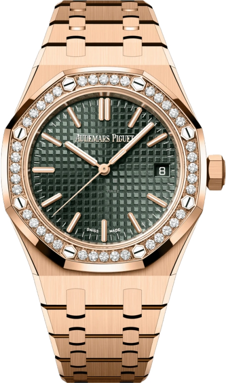 Audemars Piguet,Royal Oak 37mm,37mm,Pink Gold,Green,Automatic,Day,60hours,15551OR,15551OR.ZZ.1356OR.03 50th