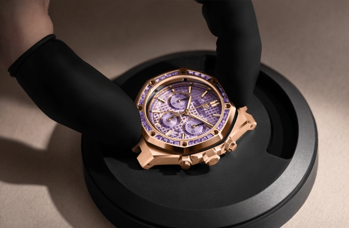 Audemars Piguet,Royal Oak 38mm,38mm,Pink Gold,Purple,Automatic,Chronograph,Day,Jacques Bermon Webster II,sfera ebbasta,Travis Scott,La Flame,26319OR,26319OR.AY.1256OR.01