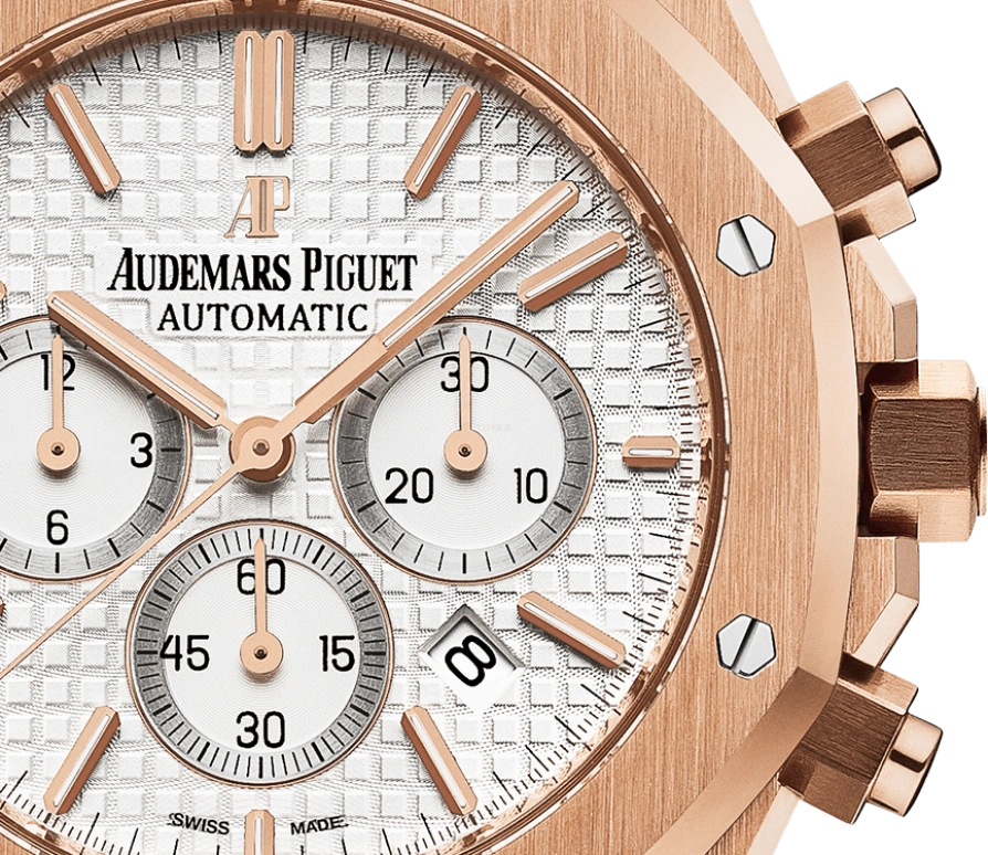 Audemars Piguet,Royal Oak 41mm,41mm,Rose Gold,Silver,White,Automatic,Chronograph,Day,26320OR,26320OR.OO.D088CR.01