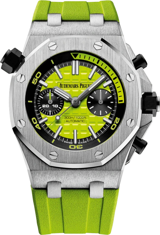 Audemars Piguet,Royal Oak Offshore 42mm,42mm,Stainless Steel,Green,Automatic,Chronograph,50hours,26703ST,26703ST.OO.A038CA.01